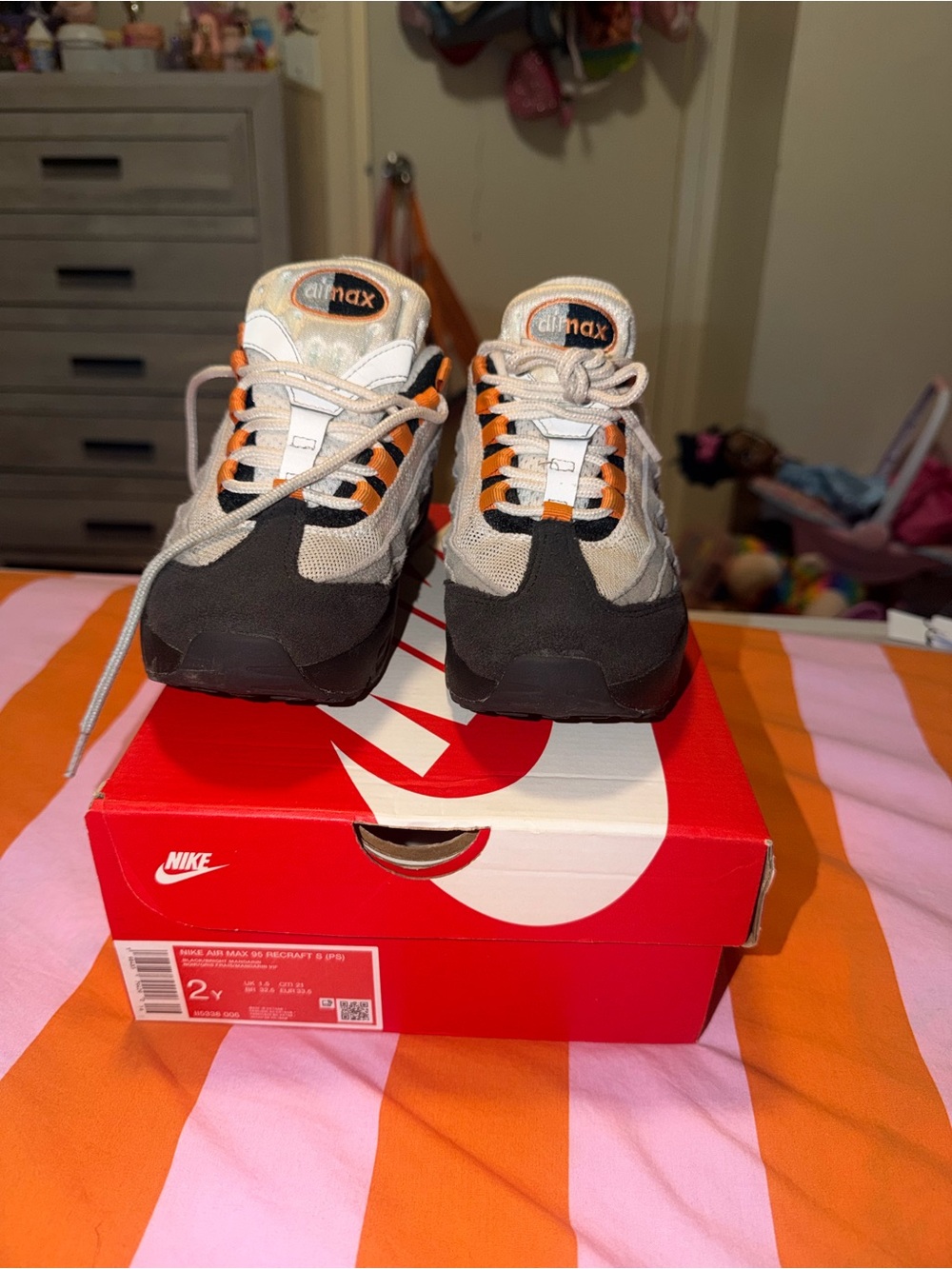 Nike Kids Air Max Sneakers - Gray, Orange & Black